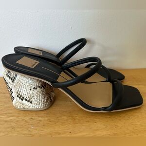 Dolce Vita Black Strappy Snakeskin 3 inch Block Heel Sandals Size 10